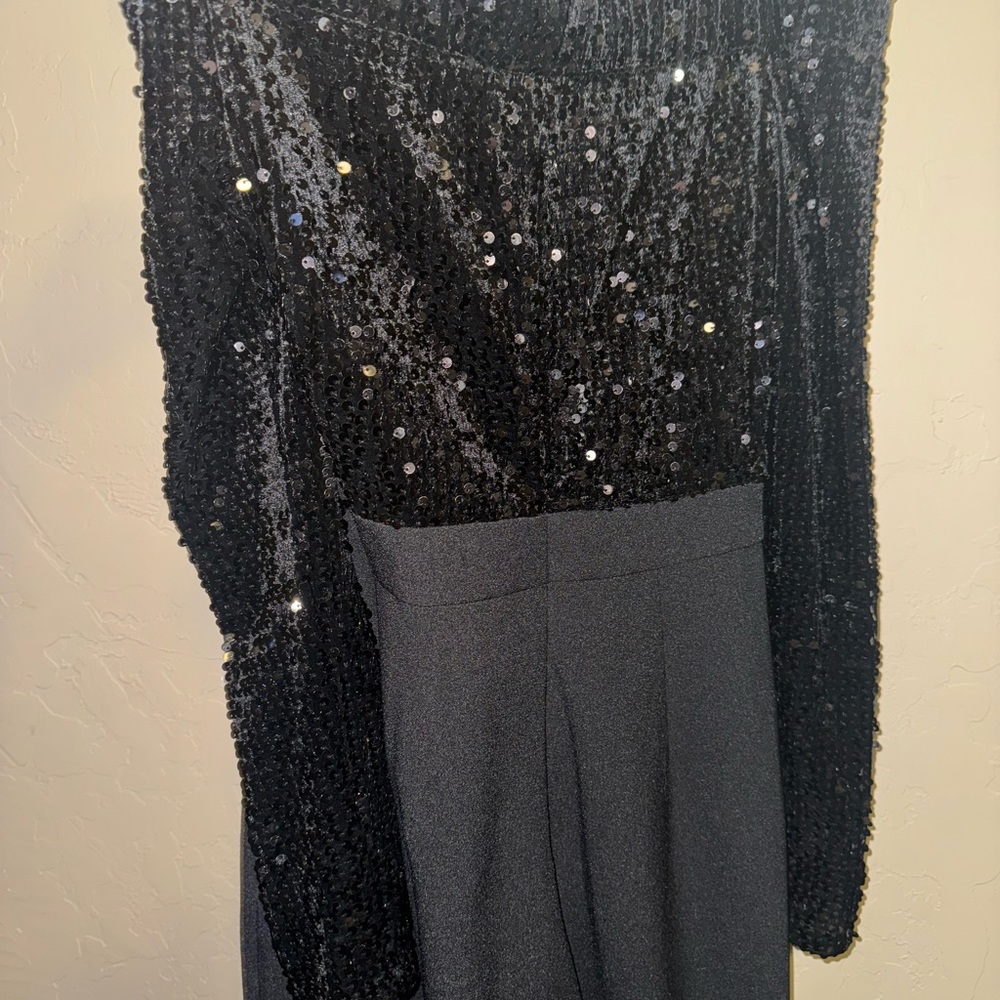 Eliza J Black Glitter Sleeve Jumpsuit